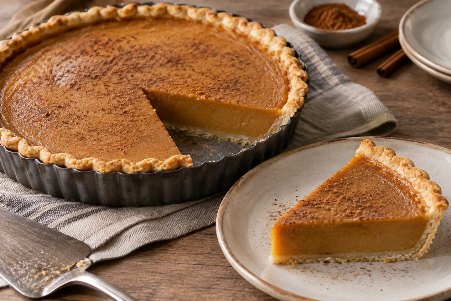 Imagen digital ilustrativa: Tarta de caramelo y canela de Toriel. No documenta una prueba de cocina.